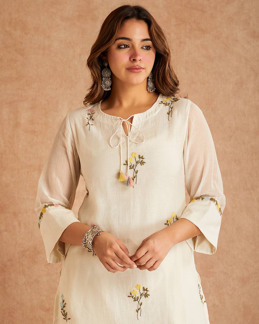Off-White Pastel Flora Palazzo Suit